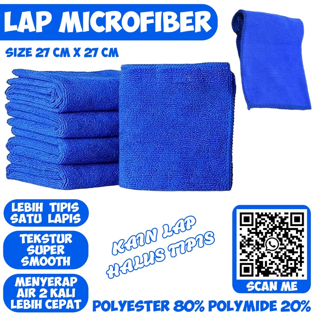 Kain Lap Microfiber Serbaguna Ukuran 30x30 Kain Lap Motor Kain Lap Mobil