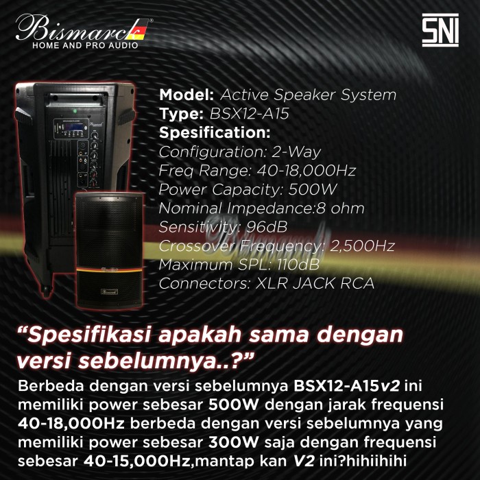 Speaker Aktif Bismarck 15 inch BSX-12 A15 V2 aktiv bsx12 a 15