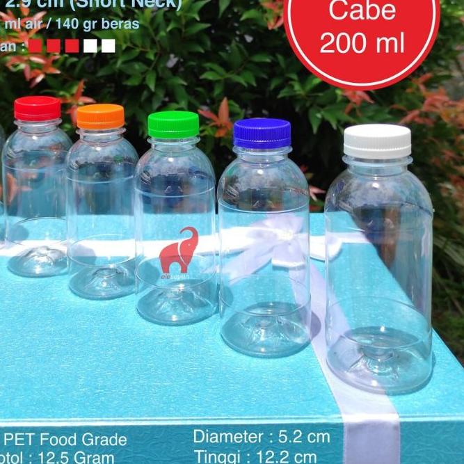 ► Botol Cabe Plastik 200 ml 200ml Isi 100 FREE KARDUS / Botol Jus SN Short Neck ➻