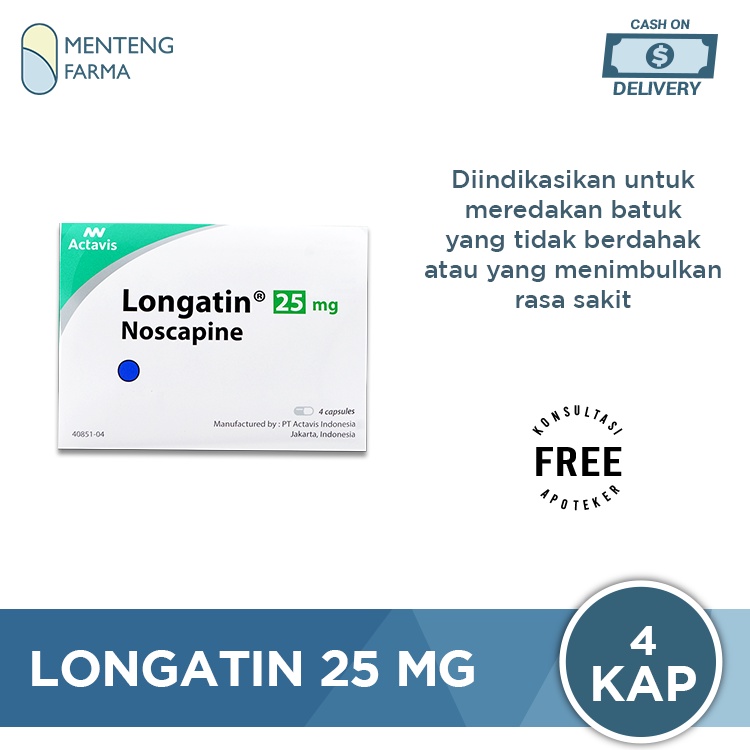 Longatin 25 mg 4 Kapsul - Obat Batuk Tidak Berdahak