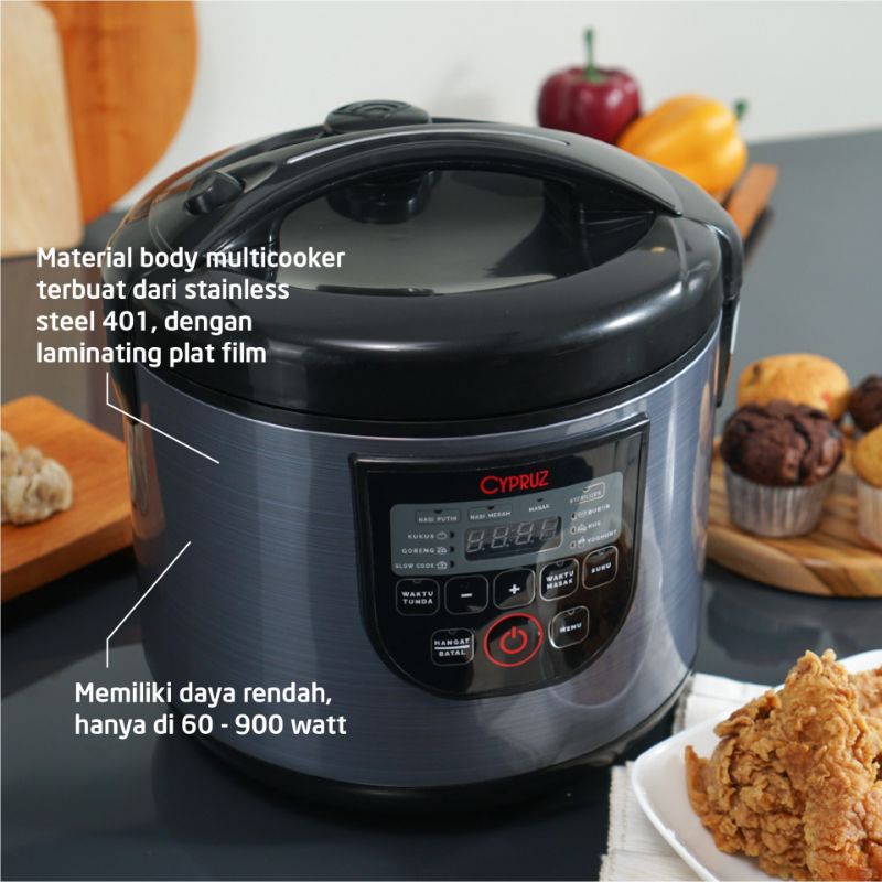 RICE COOKER MULTI COOKER DIGITAL LOW WATT CYPRUZ SLOW COOKER GARANSI