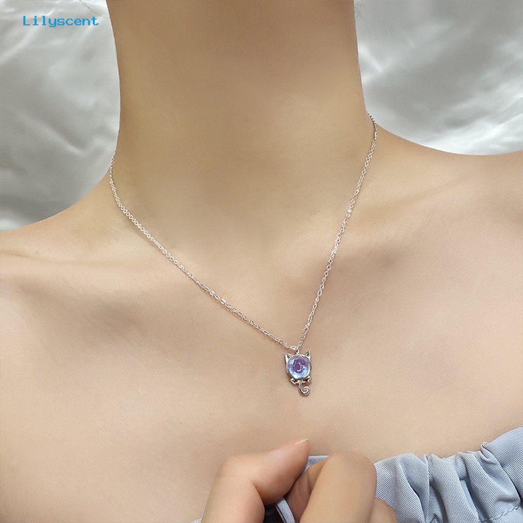 [LS] Rantai Klavikula Batu Bulan Mengkilap Elegan Gaya Korea Rantai Yang Dapat Disesuaikan Sehari Hari Memakai Kasual Indah Choker Kalung Untuk Hadiah