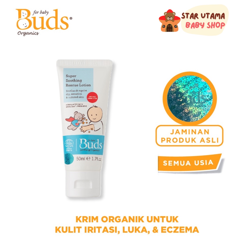 Buds Organics Super Soothing Rescue Lotion - Lotion atau Krim Perawatan Iritasi Luka Eczema Bayi dan Anak