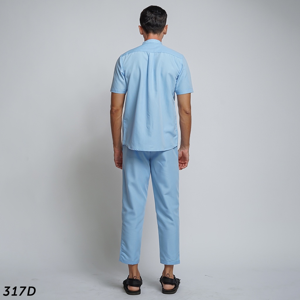 HSRM Ox Shirt 1 Set Blue Sky Kemeja Kerah Shanghai Lengan Pendek 317 D