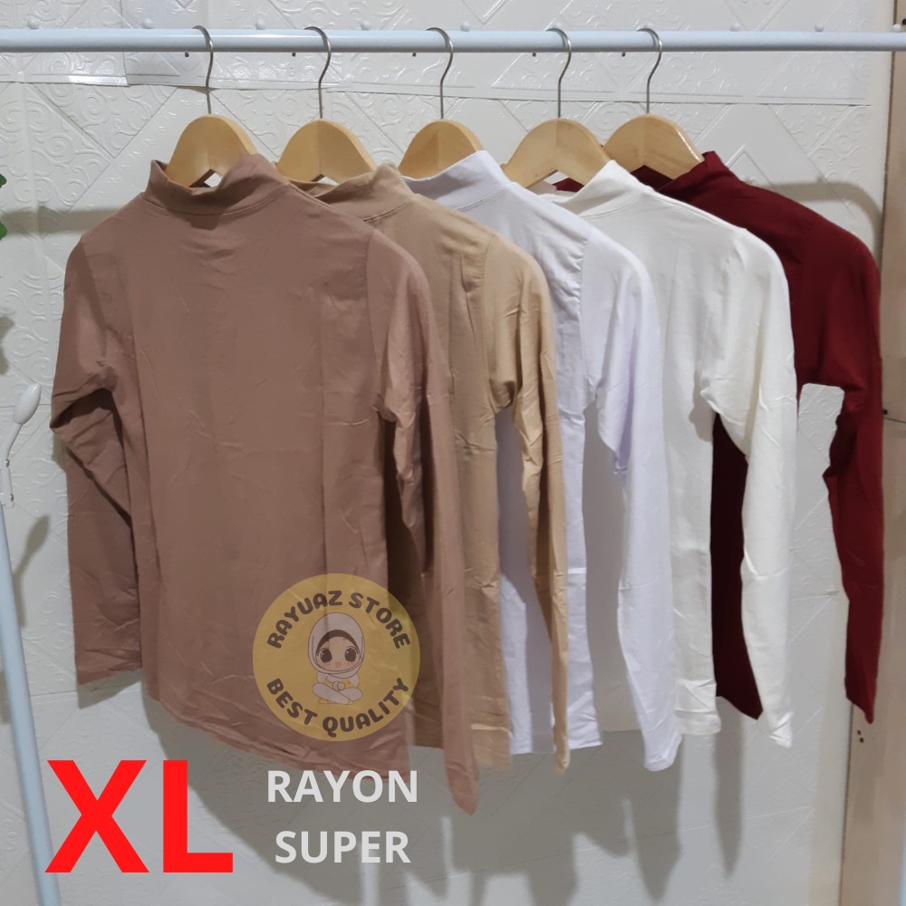 Manset Baju Wanita Lengan Panjang Kerah Tinggi Turtleneck Rayon super