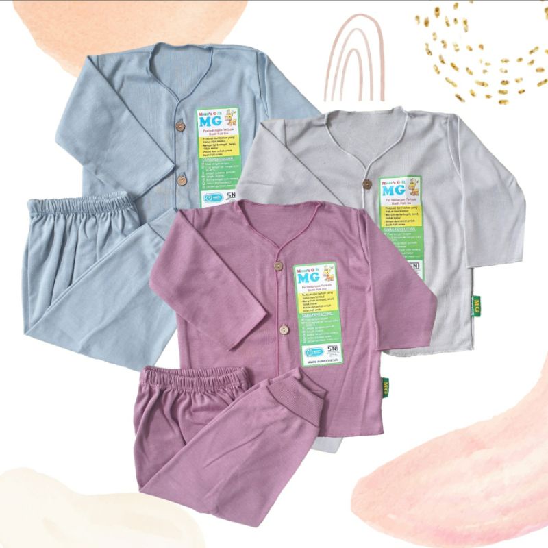 Setelan Bayi Newborn Baju Panjang + Celana Panjang 0-4 m Mom Gift Celana Baju Newborn SNI MG