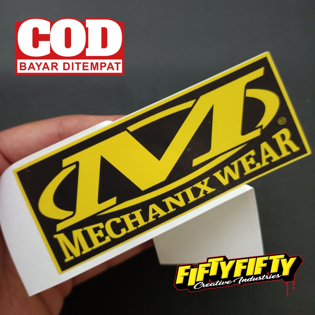 Stiker Print Cut MECHANIX WEAR Stiker Printing Laminasi Glossy Stiker Motor Mobil Helm Sudah Membentuk Pola Desain