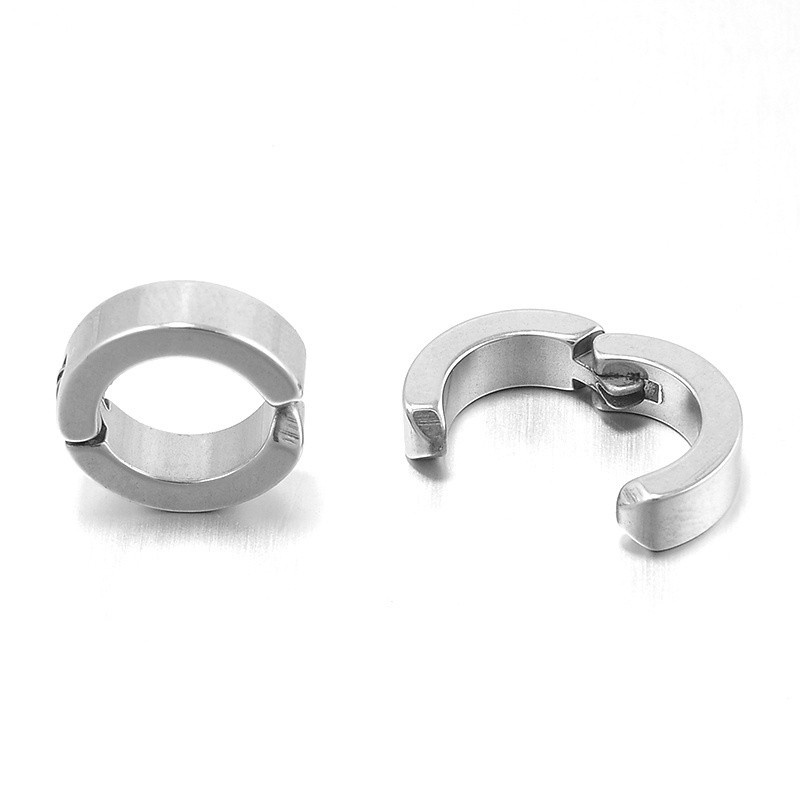 1pasang Pria Wanita Kepribadian Gaya Punk Non-Piercing Stainless Steel Telinga Tulang Klip Hoop Earrings Jewelry