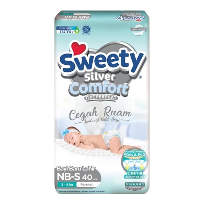 SWEETY Silver Comfort Diapers | NB-S | Popok Bayi | Pampers Bayi | Tipe Perekat