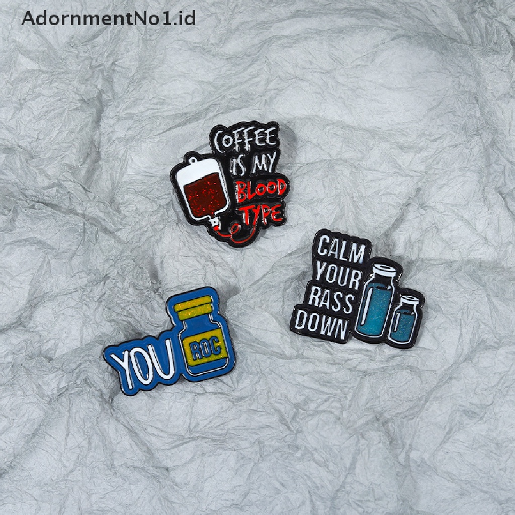 [AdornmentNo1] 1pcs Coffee is My Blood Type Enamel Pin Bros Calm Down You ROC Lapel Badges Punk Lucu Perhiasan Hadiah Untuk Teman Anak [ID]