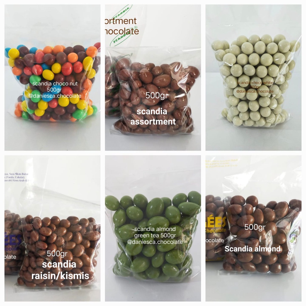 

500Gr Coklat SCANDIA Best Seller Almond / Almond Green Tea / Mede / Kismis / Assortment / Choco White / Chocon Nut / Choco Biz / Pluto / Hazelnut / Rainbow (SCP)