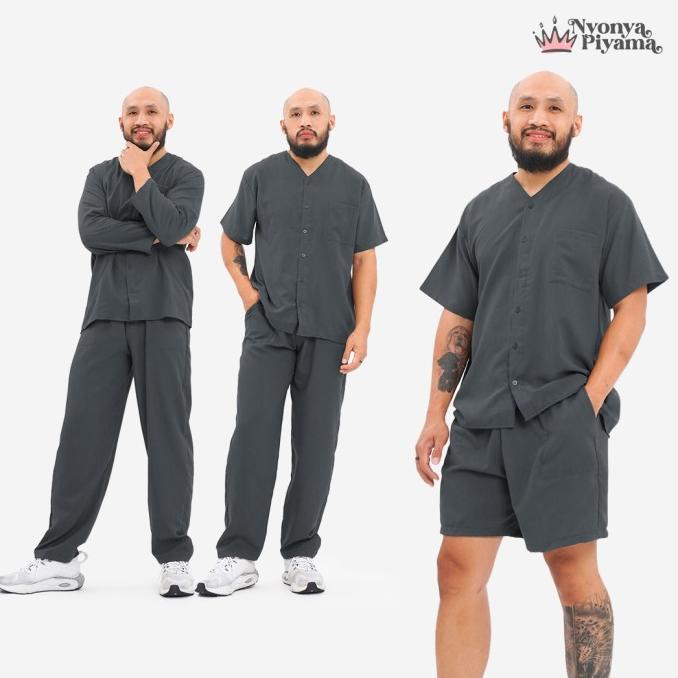 Nyonya Piyama Poly Bamboo Piyama Pria - Carbon Oversized Cozy