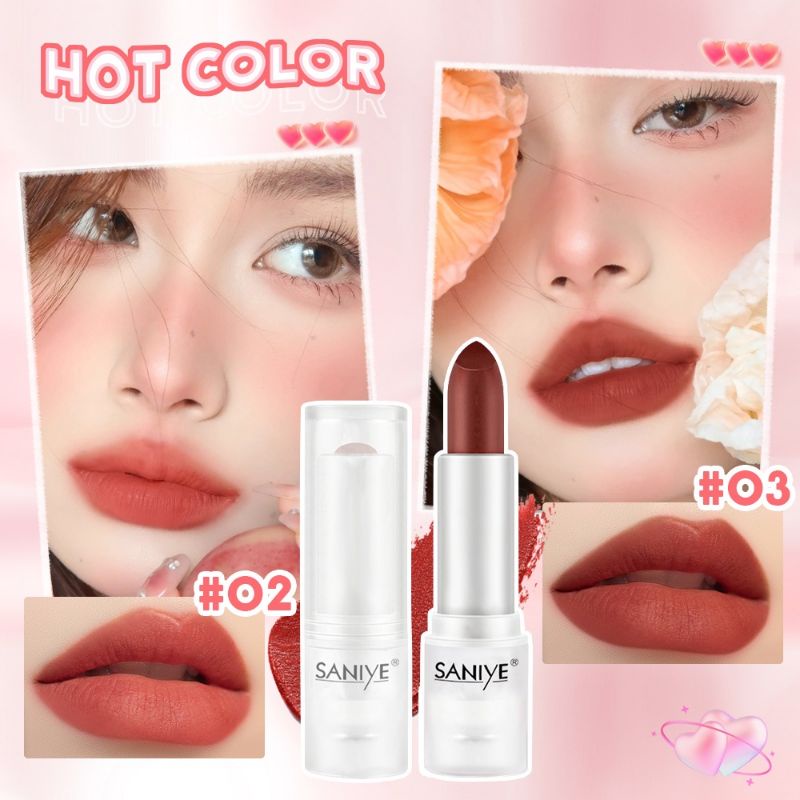 SANIYE Velvet Matte Lipstick Ice Cube Es Batu Transparan Fashion Makeup