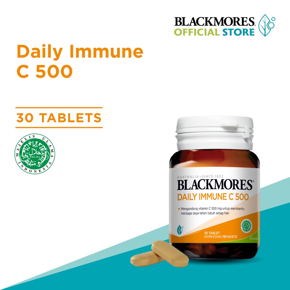 Blackmores Daily Immune C 500mg 1 Tablet Per Hari Isi 30 Tablet (Membantu Jaga Daya Tahan Tubuh Setiap Hari) BPOM HALAL