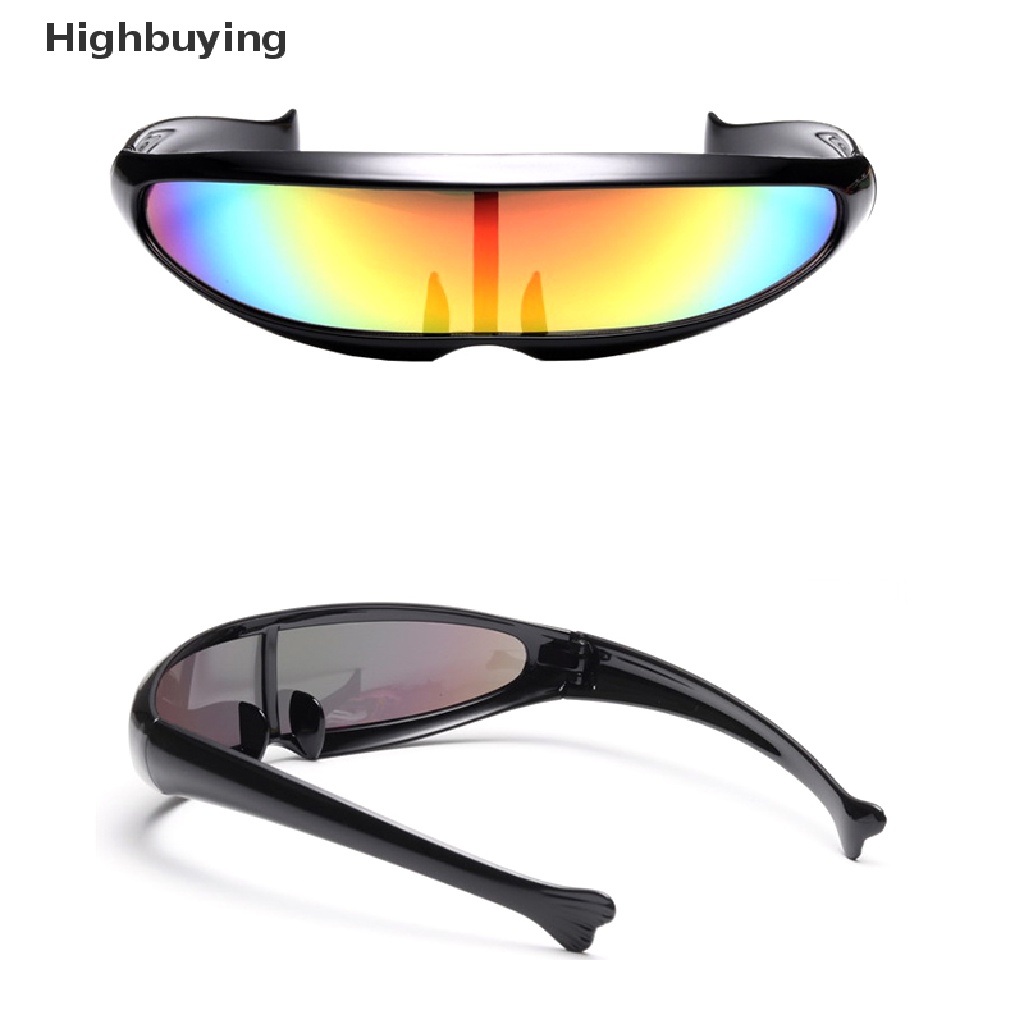 Hbid Novelty Futuristik Mirrored Sunglasses Personality Fashion Alien Kacamata HD Lensa Cermin Eyewear Glasses Untuk Perlengkapan Pesta Lucu Glory