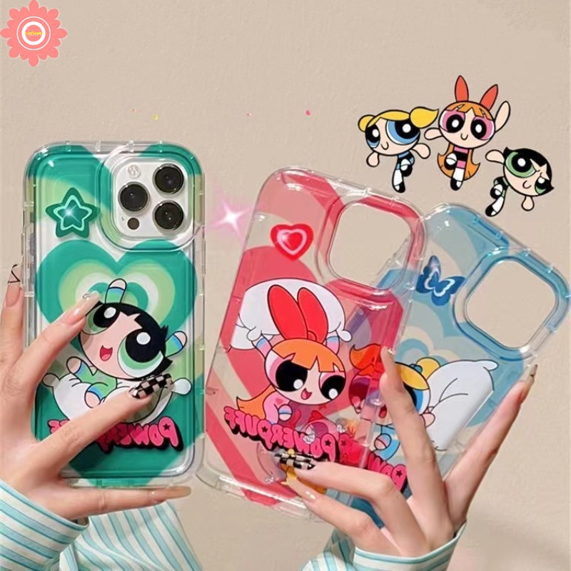 Airbag Shockproof Case For Redmi 12C 9 10C 9T A1 9C NFC 10 9A 10A Redmi Note 10 8 11s 11 10s 9 POCO F4 Cartoon The Powerpuff Girls Gradient Love Heart Soft TPU Cover