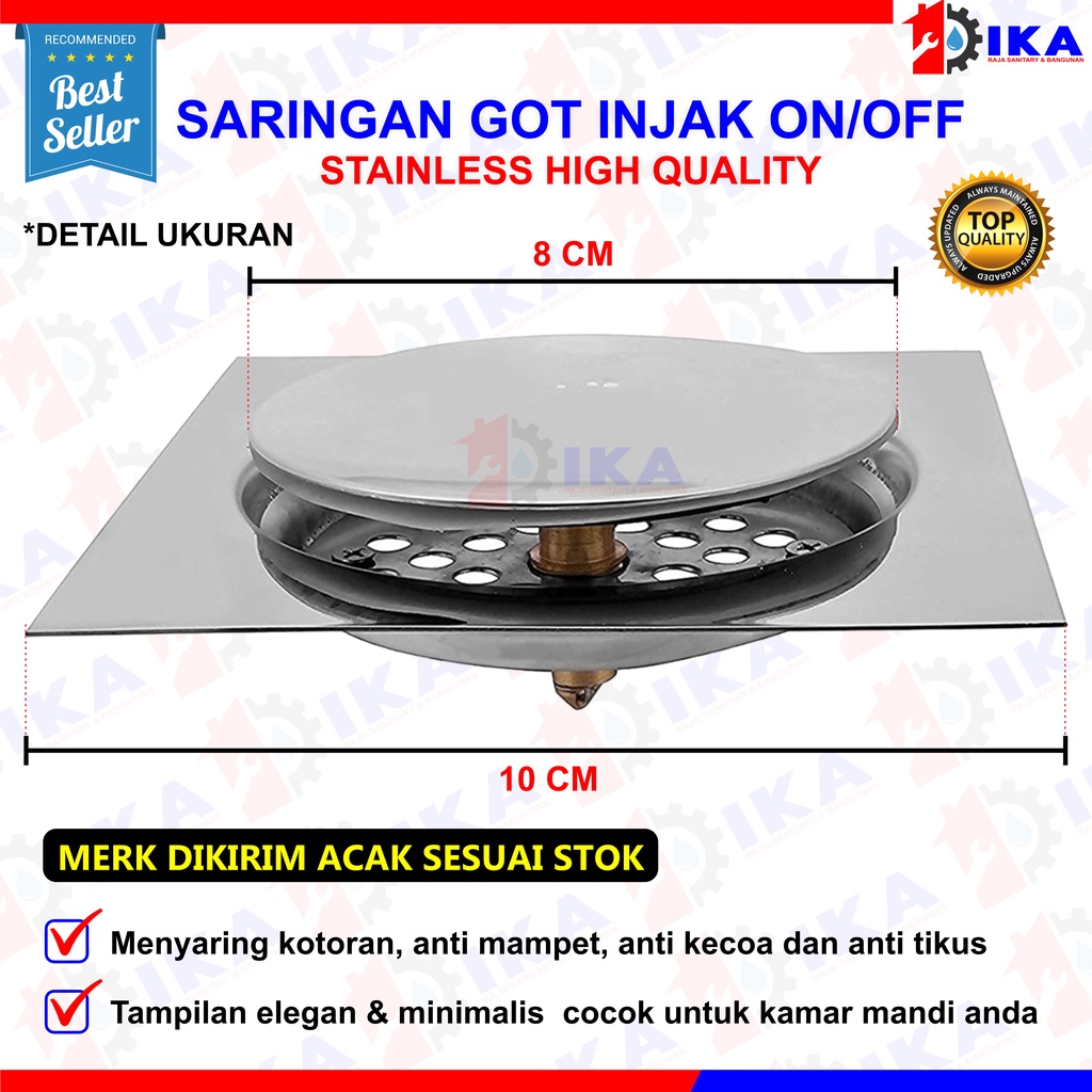 Saringan Got Injak Stainless Hitam Black Silver /Floor Drain Tekan Push Pencet Black Matte Stainless Injak / Saringan Got Injak Air Kamar Mandi l Floor Drain l Stainless