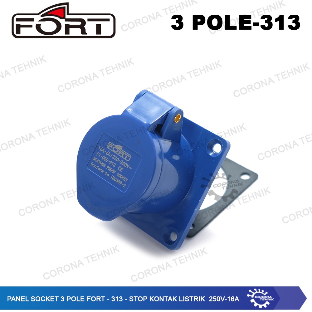 FORT - 313 - Stop Kontak Listrik 250V - 16A Panel Socket 3 Pole