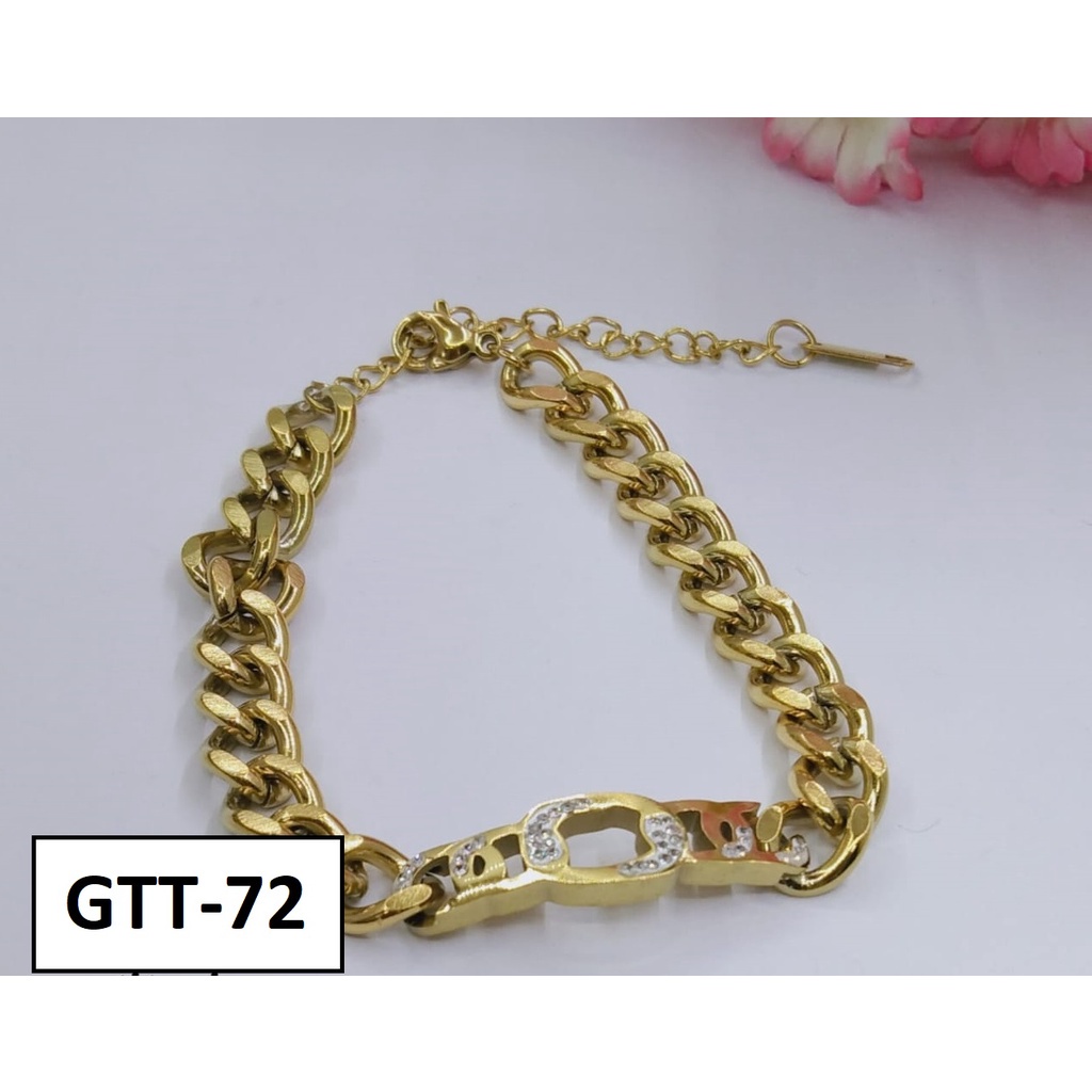 GELANG TANGAN KAKI RANTAI TITANIUM EMAS GOLD POLOS DIAM TERMURAH / DUNIA GELANG TERBARU