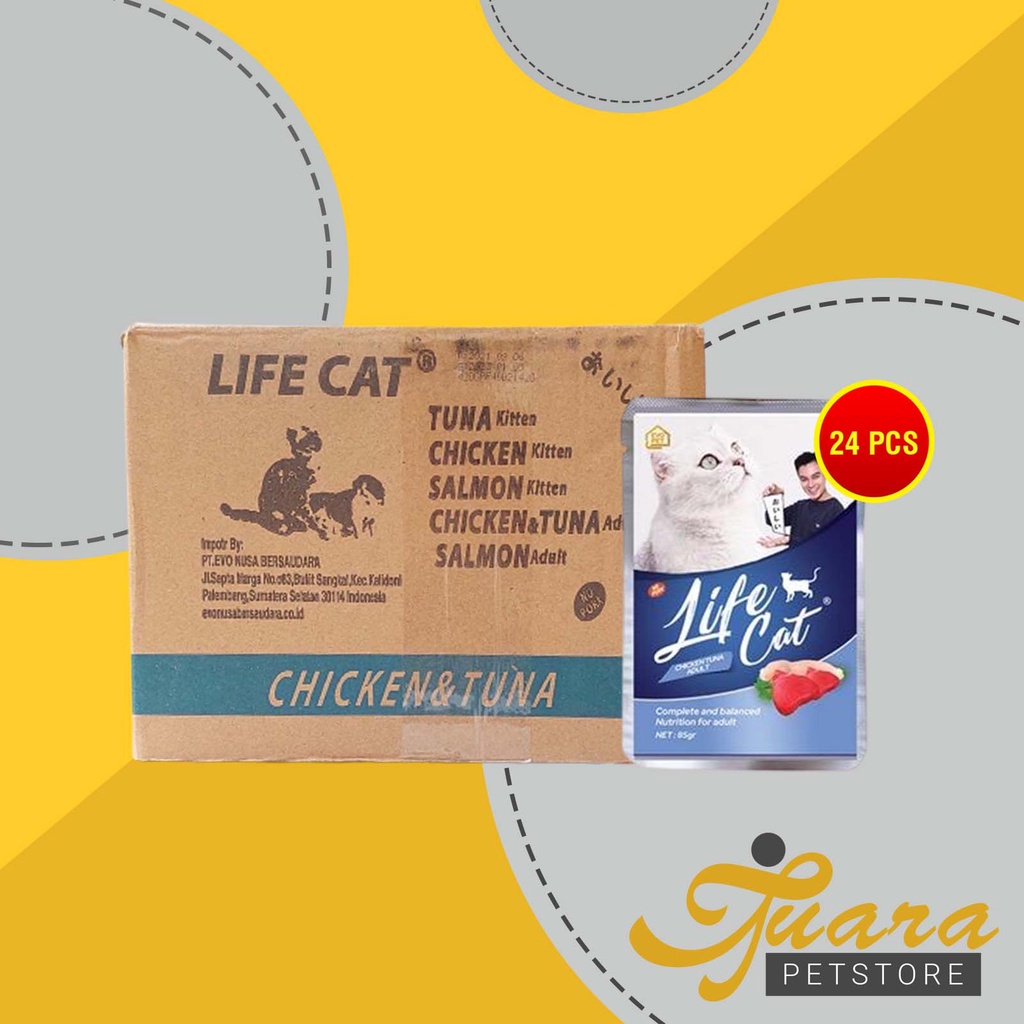 Makanan Basah Kucing Life Cat Sachet Pouch Grosir Dus isi 24 PCS 85 GR