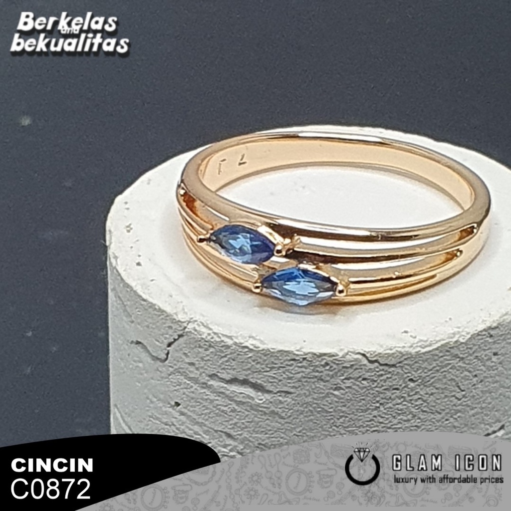 Cincin Wanita Motif layer dua Mata Biru C0872 CCG