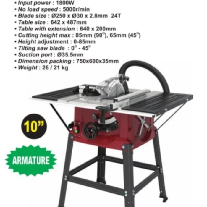 ALDO MESIN GERGAJI MEJA POTONG KAYU 10" TABLE SAW 10 INCH TYPE 103