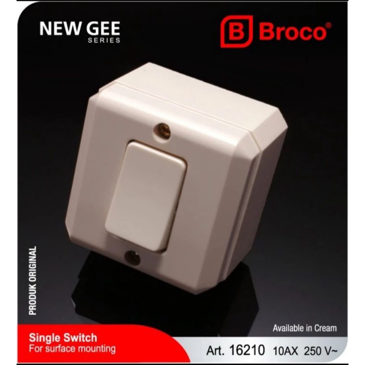 Saklar Engkel Timbul Broco 16210-11 (B) / Saklar Lampu / Saklar Timbul / Saklar Satu / Cetekan Lampu