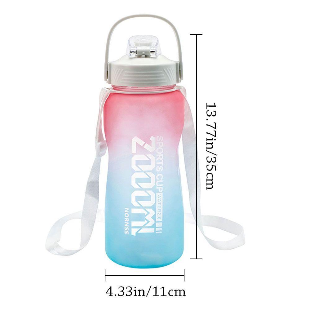 Solighter 2000ML Botol Air Kapasitas Besar Frosted Sedotan Fitness Jugs