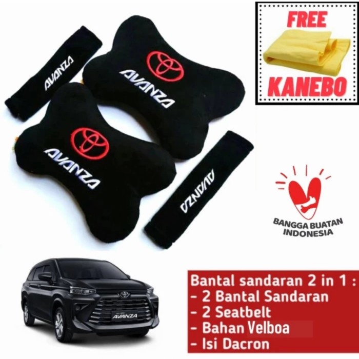 Bantal Leher AGYA Sandaran Kepala Jok Mobil Headrest dan Seat Belt