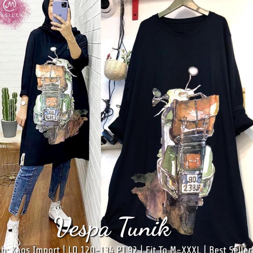 RECOMENDED KOLEKSI Tunik Kaos Import Jumbo Ld 130 Atasan Big Size XXXL Motif Printing Premium Terbar