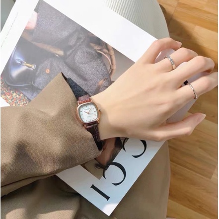 ONNIE Jam tangan Couple Pasangan KY-BA wanita dan pria Warna coklat Gaya ulzzang Korea Import