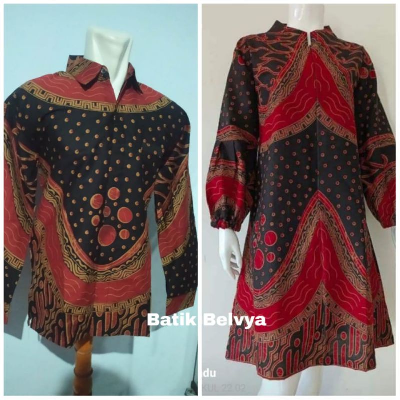 set couple batik motif merah Mandalika / Batik sragen / batik solo / dress batik / tunik batik / kemeja batik / batik sarimbit / batik belvya / batik semar / batik danar hadi / batik aluna / alisa batik solo / batik sri mulyani / batik aida / batik kanaya