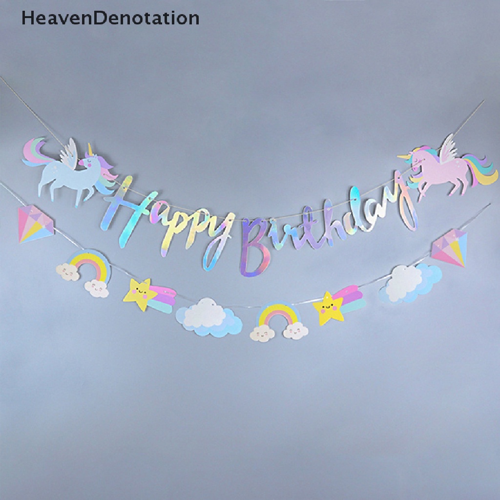 [HeavenDenotation] 1set Unicorn Dekorasi Ulang Tahun Unicorn Happy Birthday Banner Unicorn Perlengkapan Pesta Untuk Anak Perempuan Dekorasi Pesta Ulang Tahun HDV