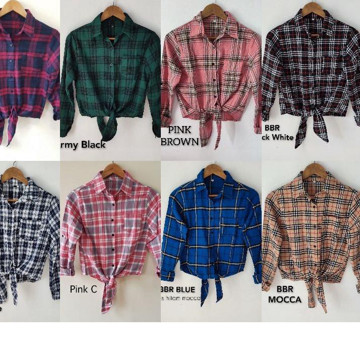 ➮ KEMEJA KOTAK IKAT/  CROP TOP / kemeja tali/ kemeja flanel crop / baju crop ♥