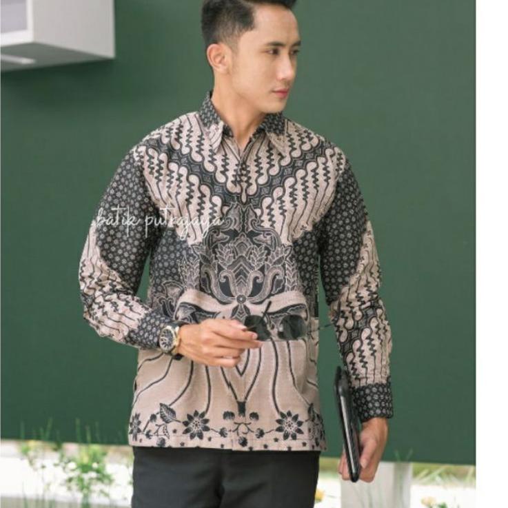 Bisa Cod - GURDO BARU Baju Batik Pria Lengan Panjang Furing Modern Kasual Formal Kemeja Cowok Asli s