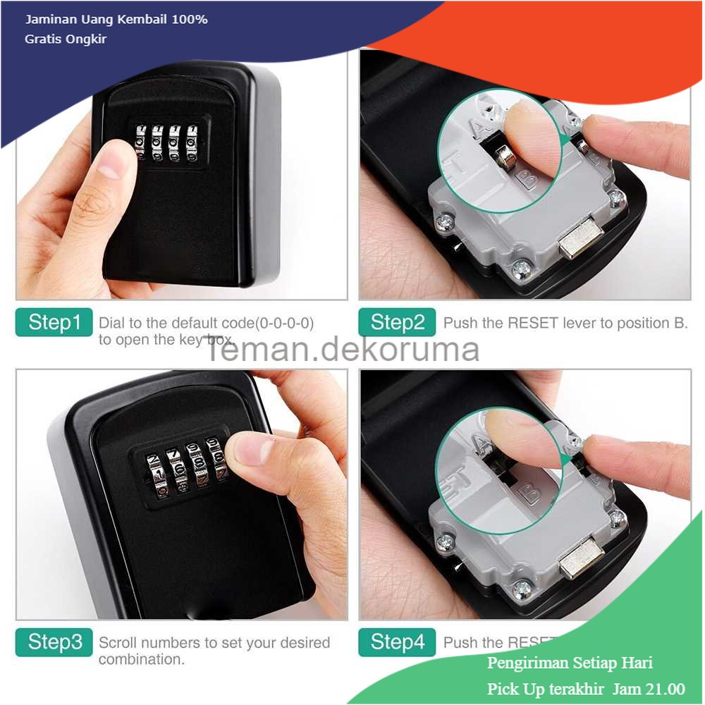 TD- TMP MOOL Gembok Kotak Brankas Safety Lock Box 4 Digit Password - G10