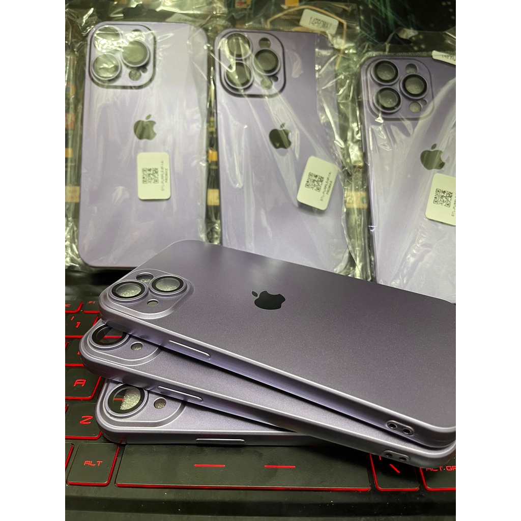 Purple Edition Soft Case Metalic Square iPhone 13 Promax 13 Pro 12 Promax 11 11 Pro X Xr Xsmax 1:1 Metalic Purple Soft + Protector Camera