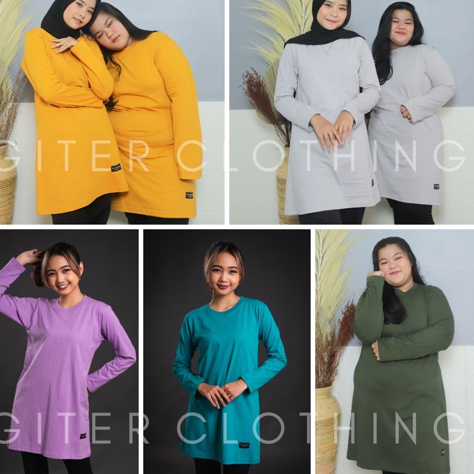 MURAH kaos tunik giter - kaos tunik jumbo ld 120 - tunik kaos oversize ( army lilac tosca mustard ab