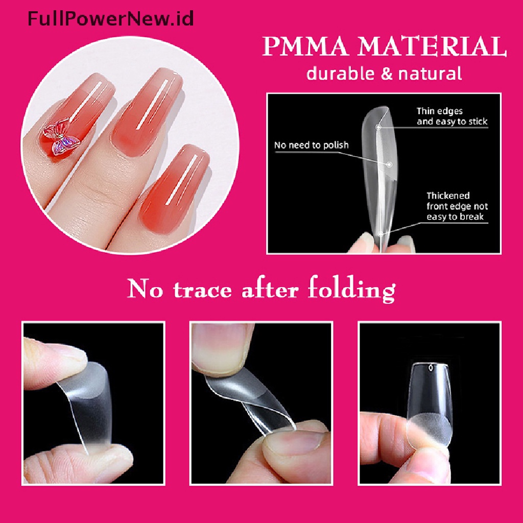 Power 240Pcs Clear Nail Tips Salon Rumah DIY Ballerina Manicure Full Cover Kuku Palsu ID