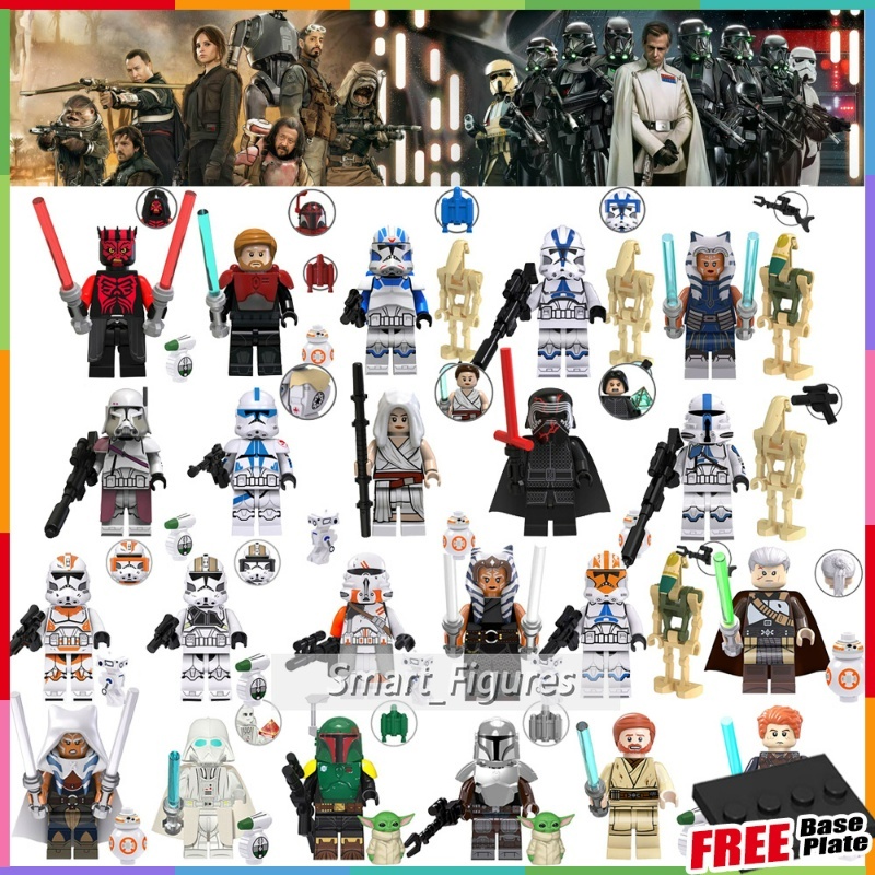 Star Wars Minifigures Set Darth Vader Commander Doom Cody Duri Boba Fett Cara Dune Appo Mini Figure Mainan Hadiah