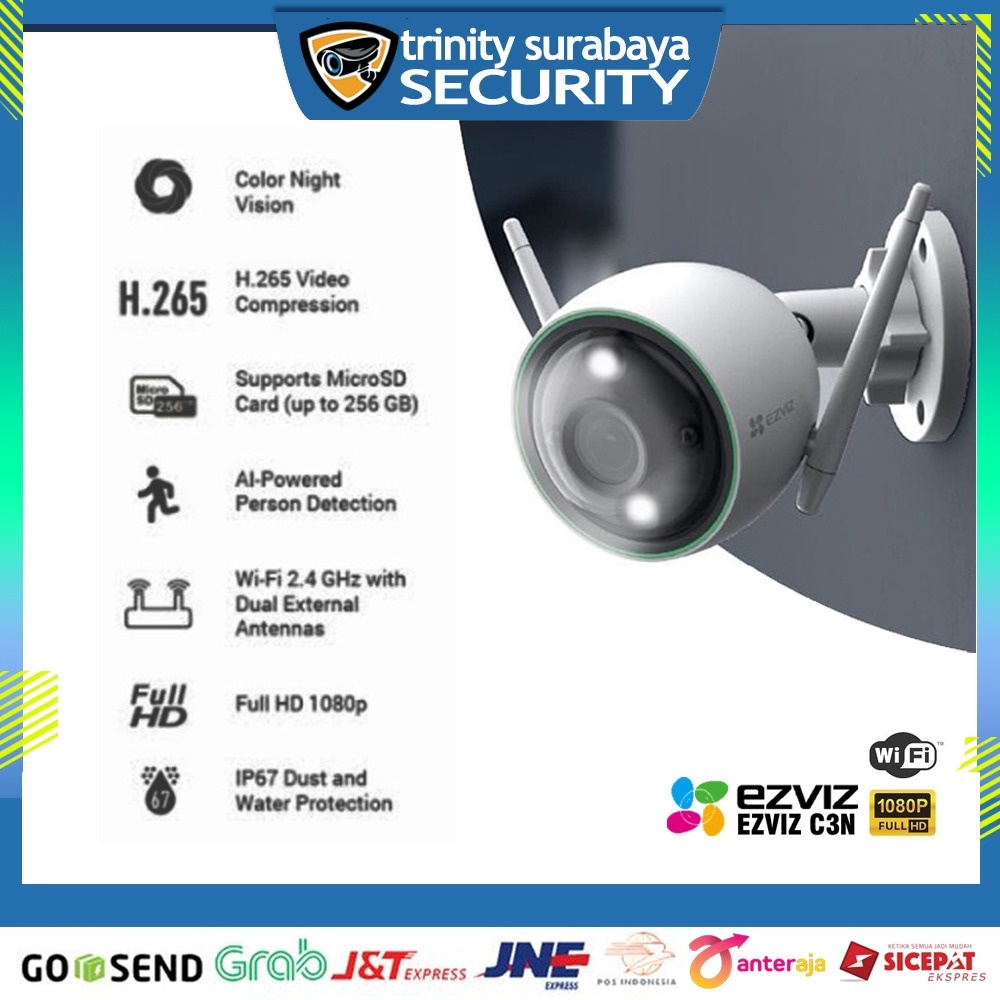 CCTV Wifi Outdoor EZVIZ C3N 1080p Night Vision