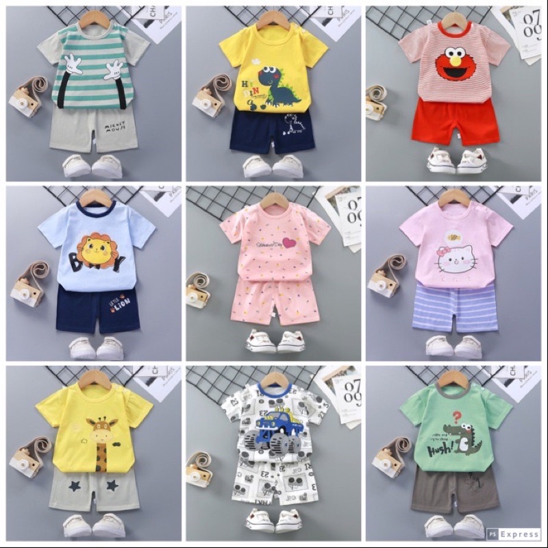 130cm - Setelan baju dan celana anak import bahan berkualitas unisex cowok cewek usia 12 - 18 bulan harga grosir bisa bayar di tempat