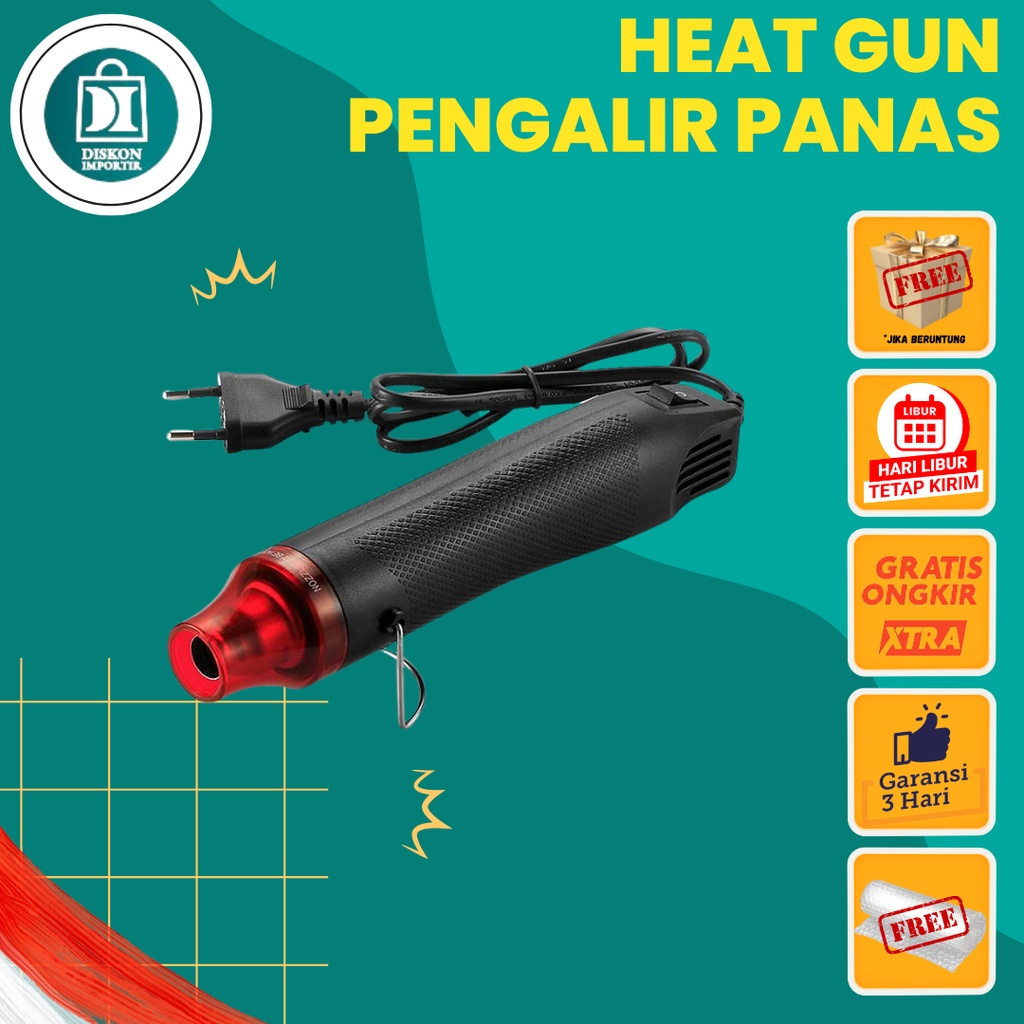 Heat Gun Blower Hot Alat Pemanas Segel Botol Plastik Wrap Wrapping Stiker Kaca Film 300 QST Express Heat Gun Hot Air Vinyl 220V 300W - QST-220