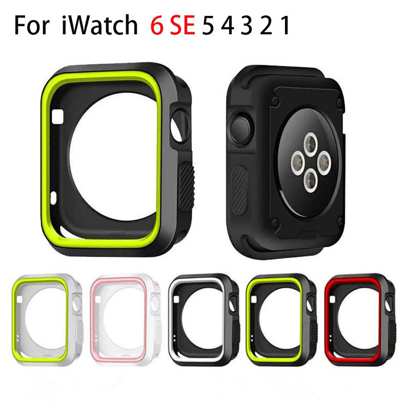 Bumper Silikon Untuk Apple watch case 45mm 44mm 40mm iWatch case 42mm/38mm soft Protector cover Apple Watch6 SE 5 4 3 2 1 Aksesoris