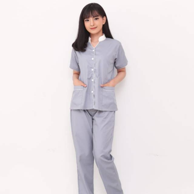 Baju Suster Seragam Baby Sitter Scarlett Grey / Seragam Suster / Baju Baby Sitter - S(U1M3) baju ser