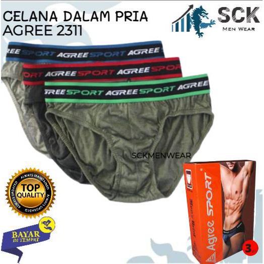 [ISI 3] CD Pria AGREE 2311 Sport / Celana Dalam Pinggan Karet Model Boxer / Pakaian Dalam Cowok - sckmenwear GROSIR