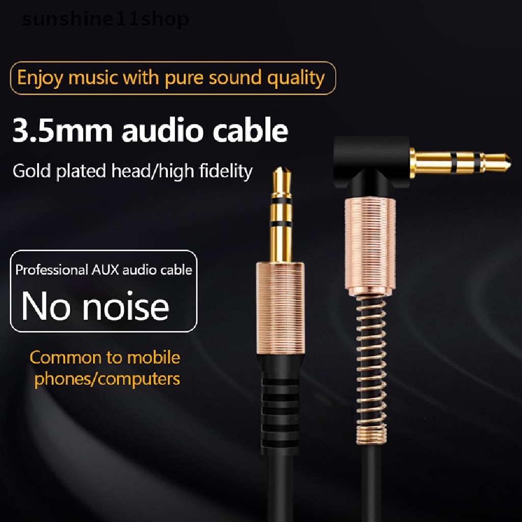 Sho Kabel Audio Jack 3.5mm Kabel AUX Pegas Mobil Lapis Emas Jack Male to Male Kabel N