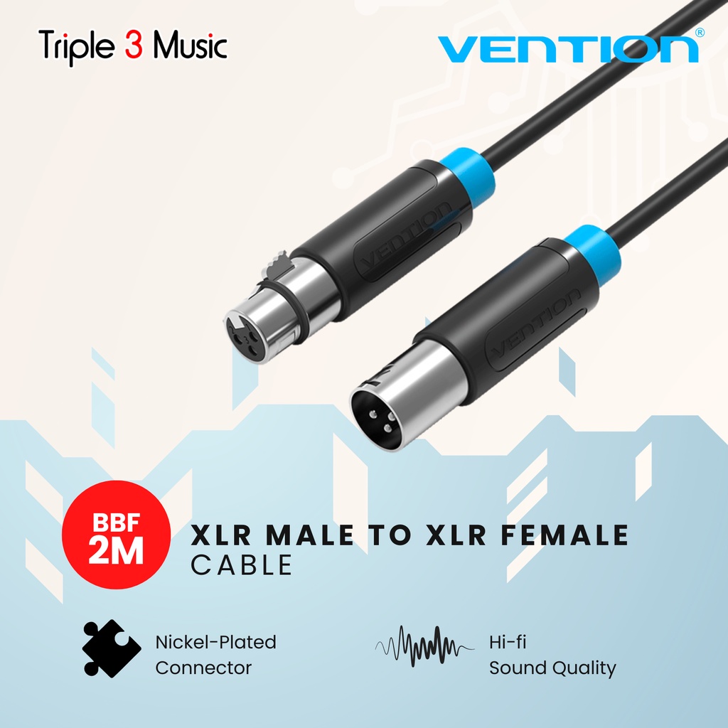 Vention BBF 2M Kabel Mic condenser XLR male to XLR female 2m