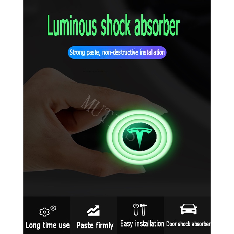 Tesla 4per8 /12 /16Pcs New Luminous Type Car Door Trunk Anti Shock Tabrakan Pad Stiker Silikon Mengurangi Kebisingan Penyangga Untuk Model3 Y X