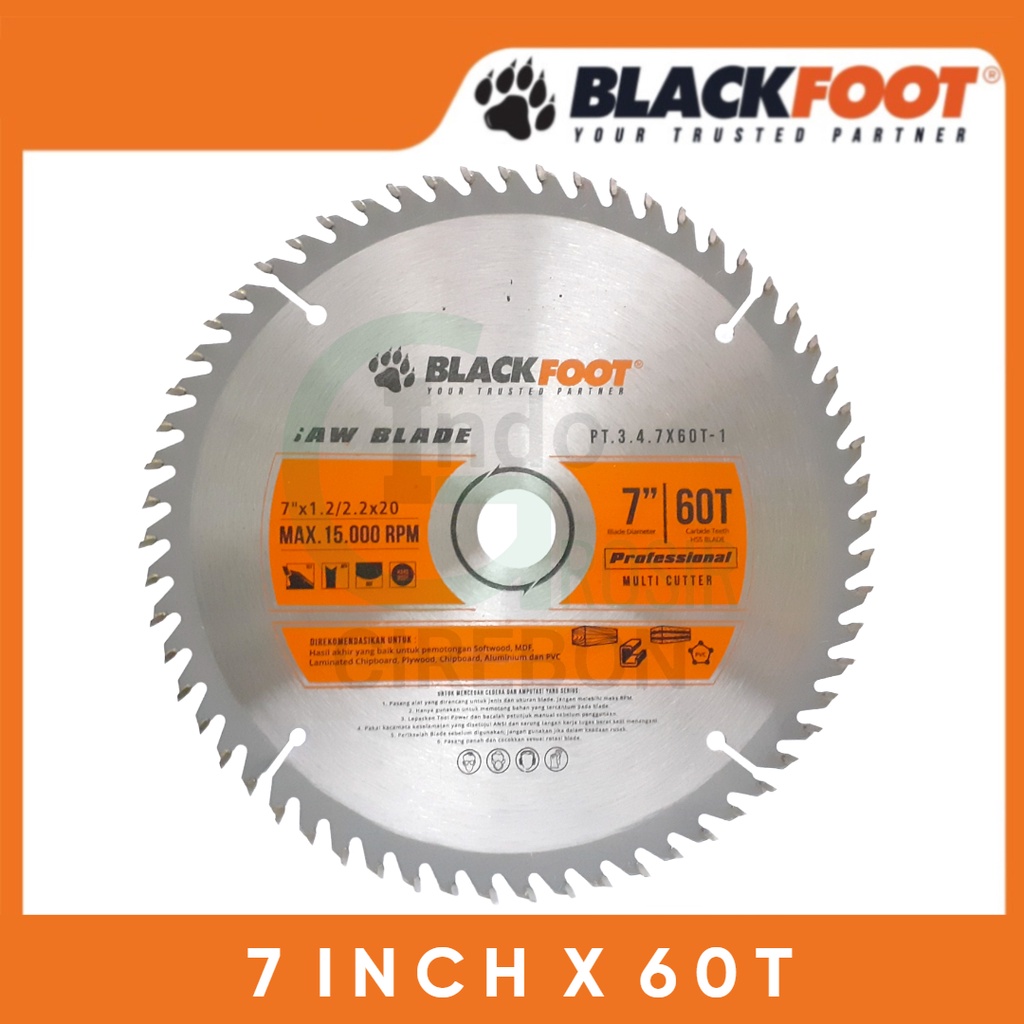 BLACKFOOT Mata Gerinda Potong Kayu 7 inch 24T 40T 60T Circular Saw Gergaji Alumunium Mata Cicle Circular Saw